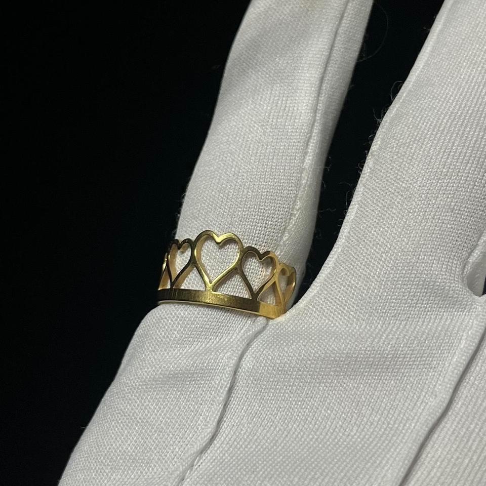 Golden Heart Crown Ring Heartjewellery E86a