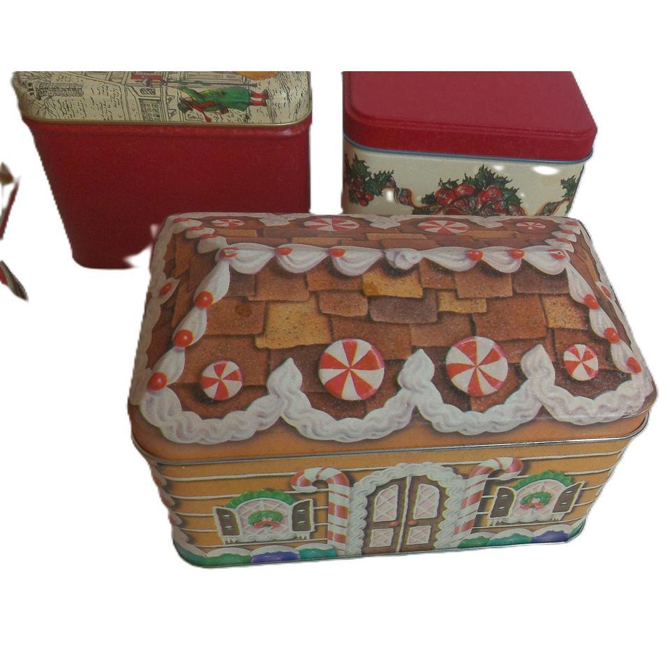 Vintage Assorted Christmas Tins Containers D5ae 6