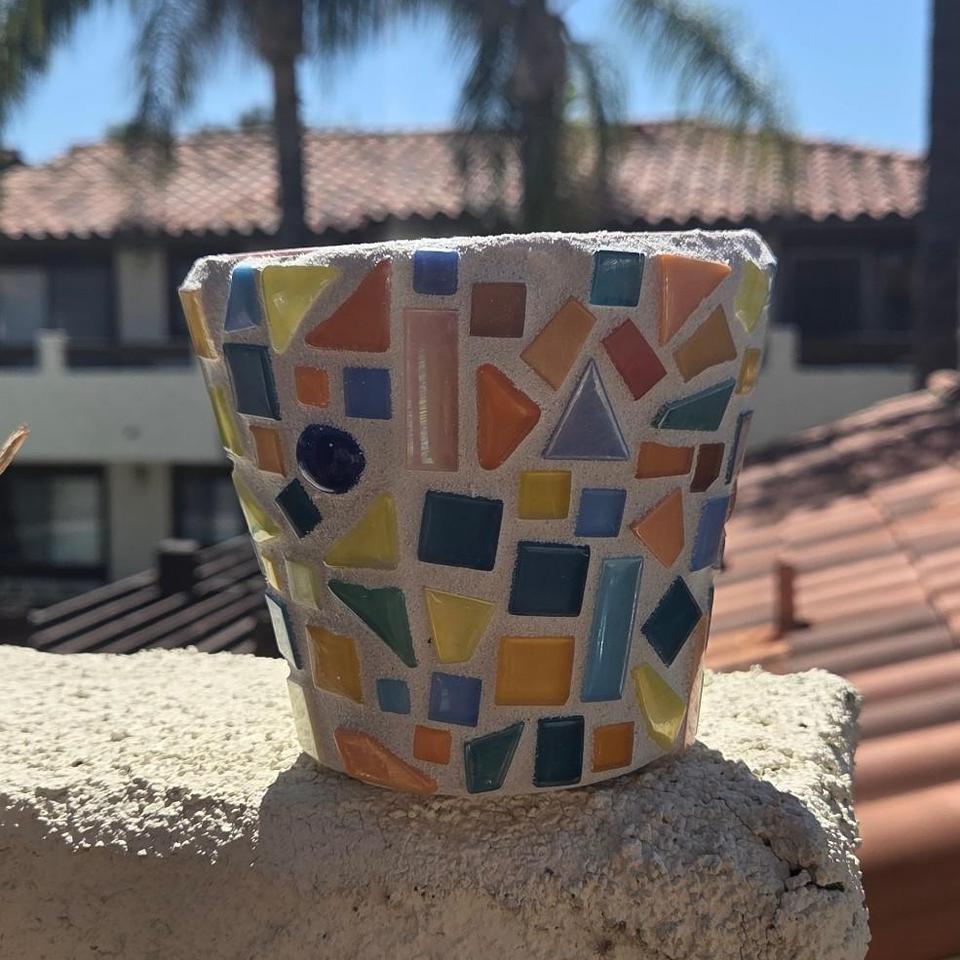 Mosaic Flower Pot With Colorful 37d7 2