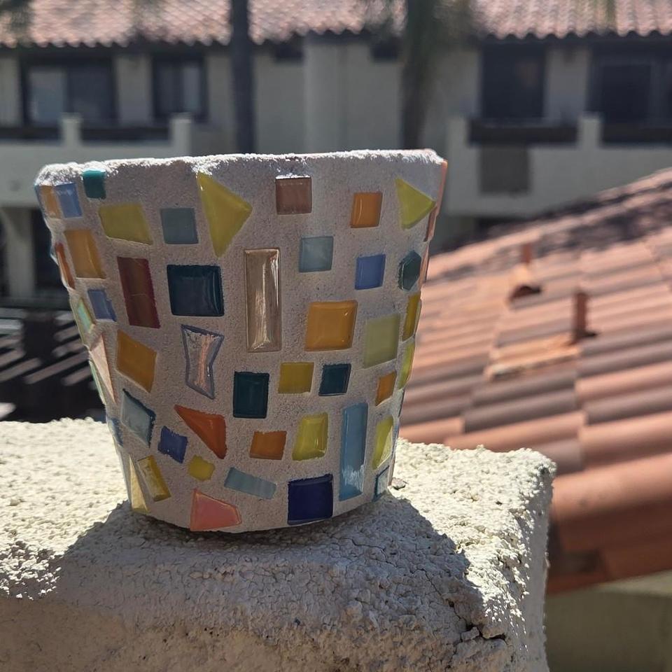Mosaic Flower Pot With Colorful 37d7 4