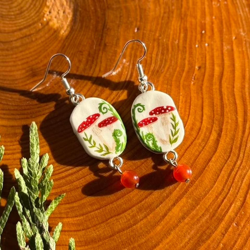 Handmade Clay Mushroom Earrings With 488e 3