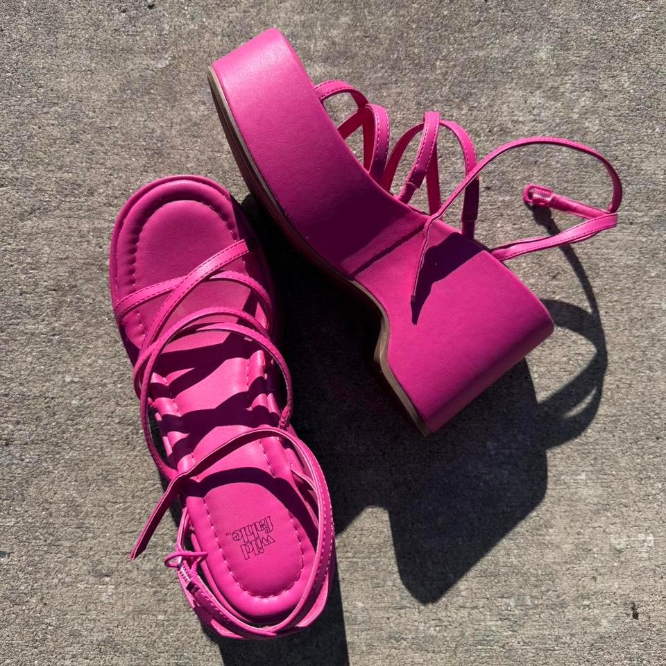 Hot Pink Chunky Platform Wedges A38a 3