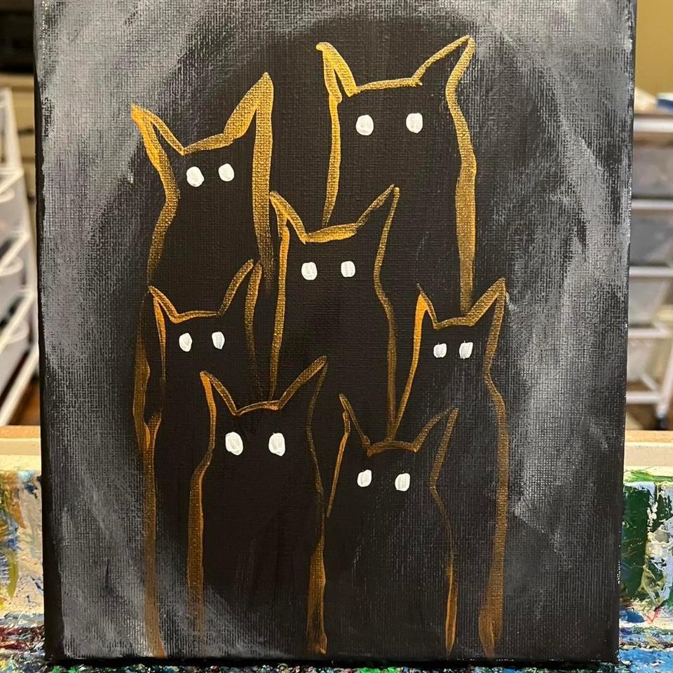 Black Cats Painting On Canvas Fa8b 5