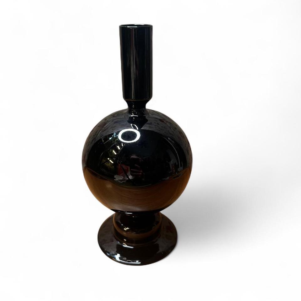 Black Bubble Glass Taper Candle 18e1