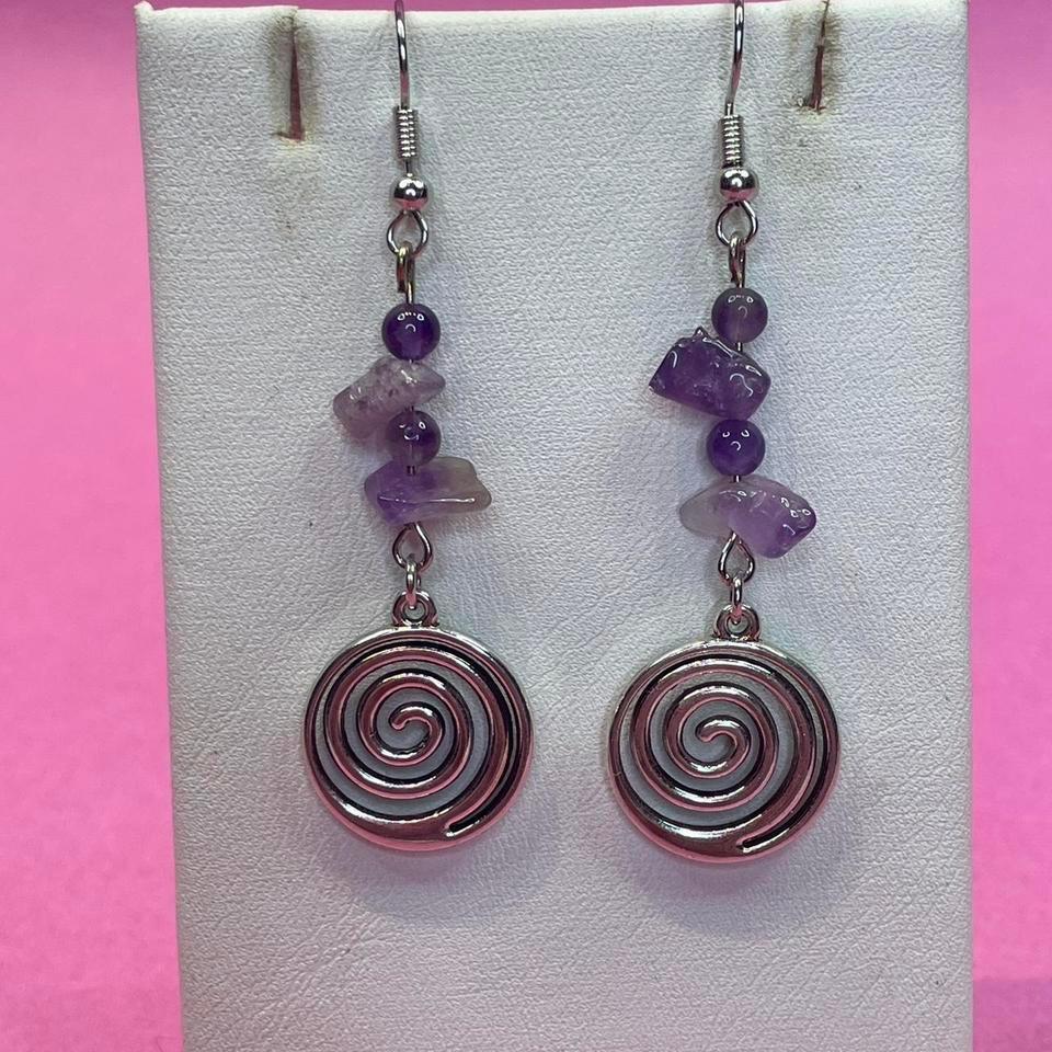Whimsical Amethyst Swirl Earrings Made 571a 2