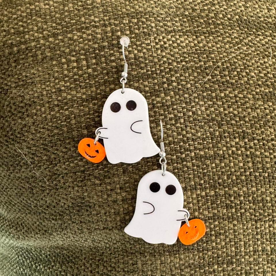 Ghost Earrings With Pumpkin Charm 6fc5