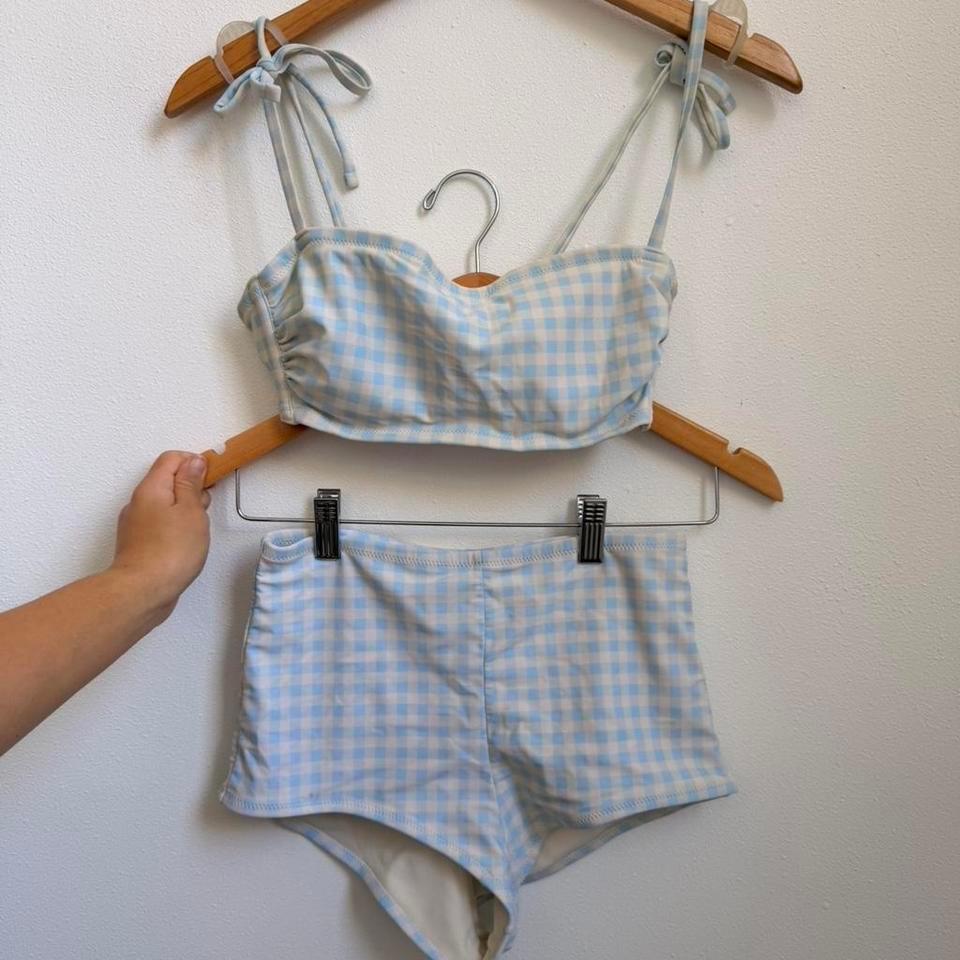 Kiki Larue Blue Gingham Bikini F841