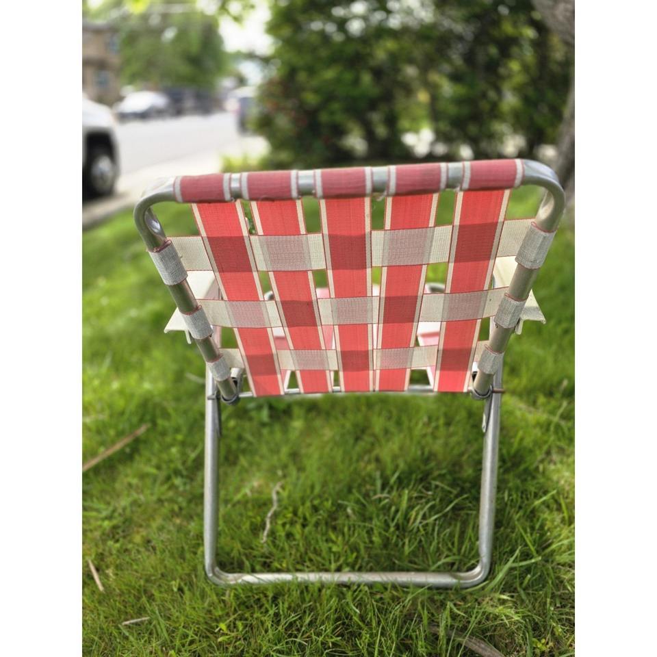 2 Vintage Webbed Aluminum Folding 6061 6