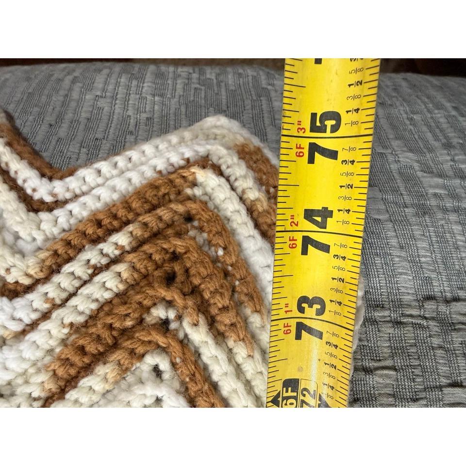 Vintage Handmade Crochet Chevron Cream B3d9 2