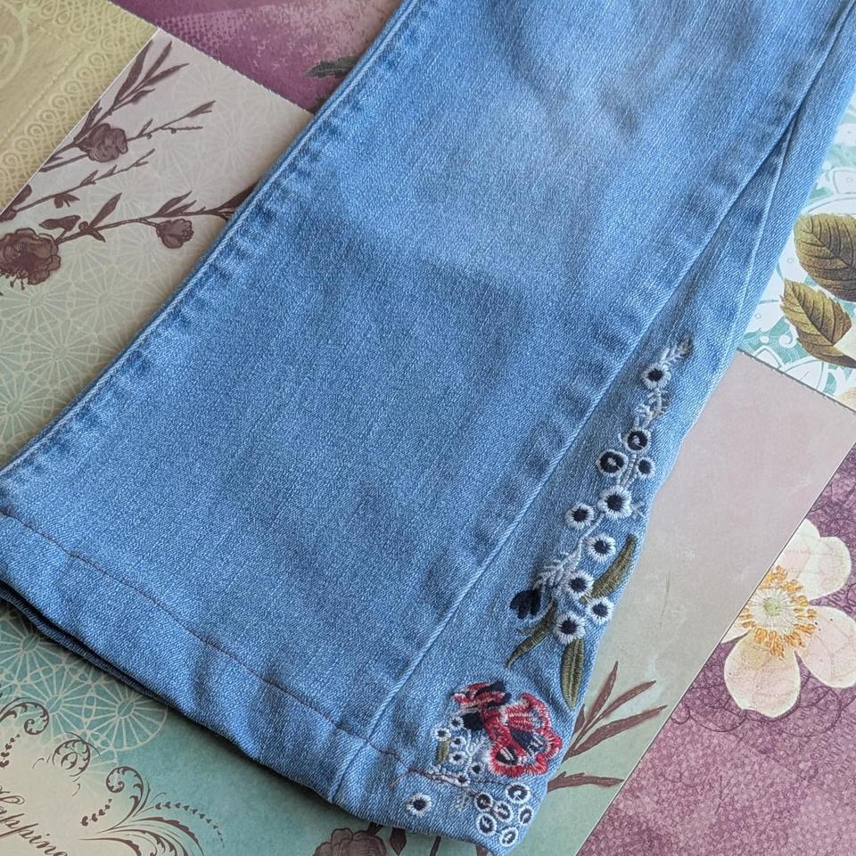 Blue Embroidered Flare Jeans With Dd94 6