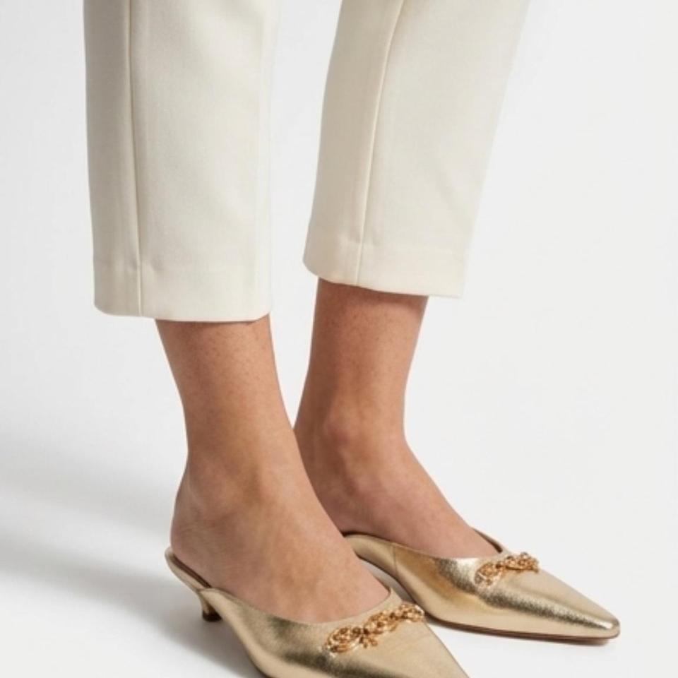 Gold Metallic Kitten Heel Mules 0b6c