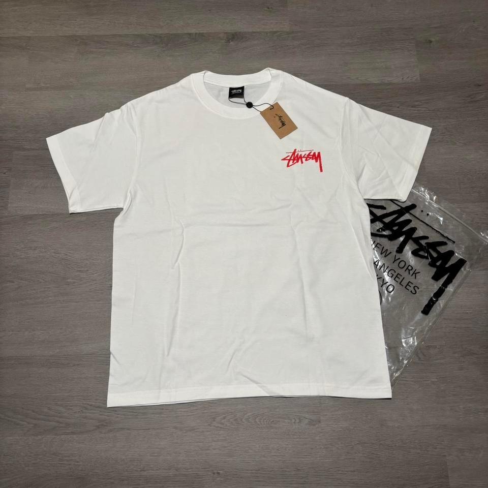 Stussy White Tee With Red 6f04 2