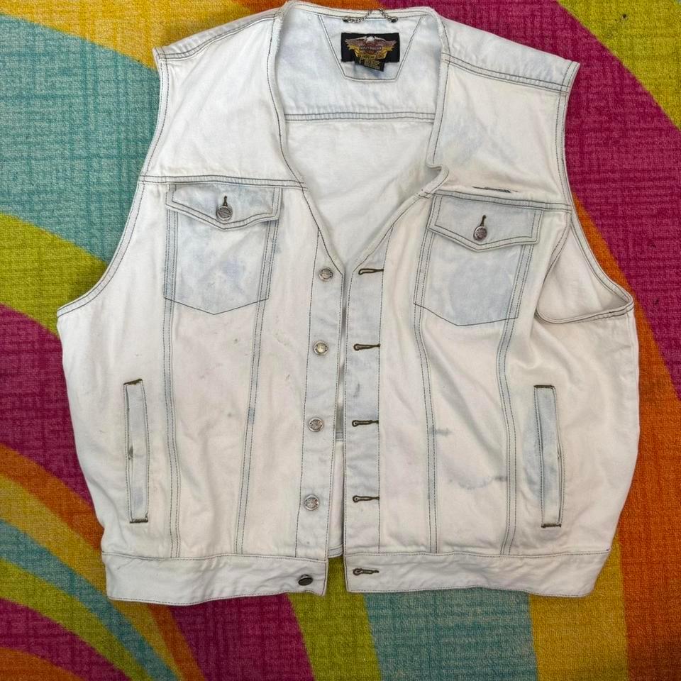 Harley Davidson White Jean Vest 52fa