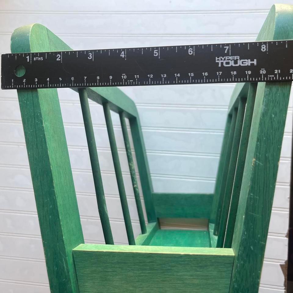 Vintage Green Wood Magazine Rack 77cc 7