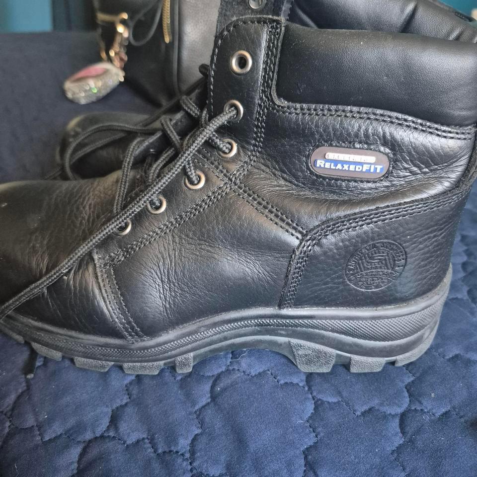 Black Leather Work Boots With