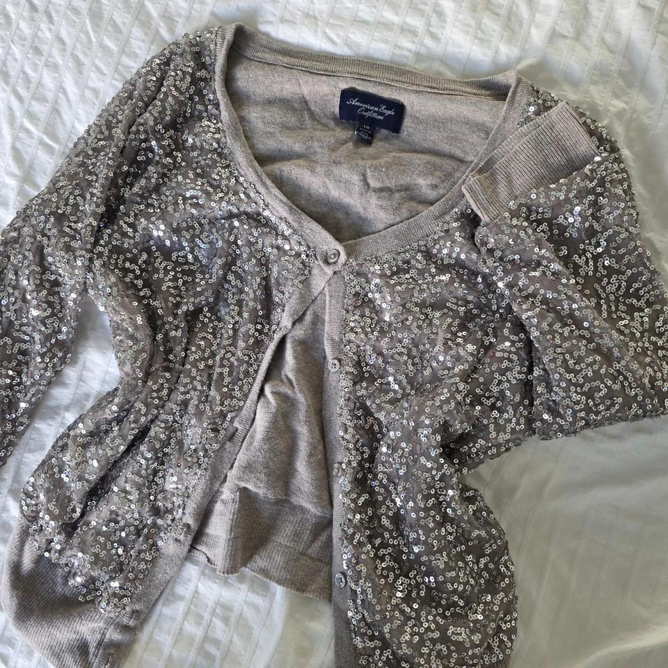 Silver Sequin Cardigan With Button 27bf 2