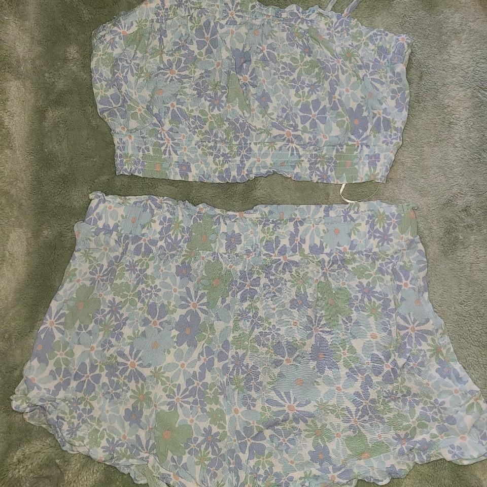 Blue Floral Crop Top And Eaa4