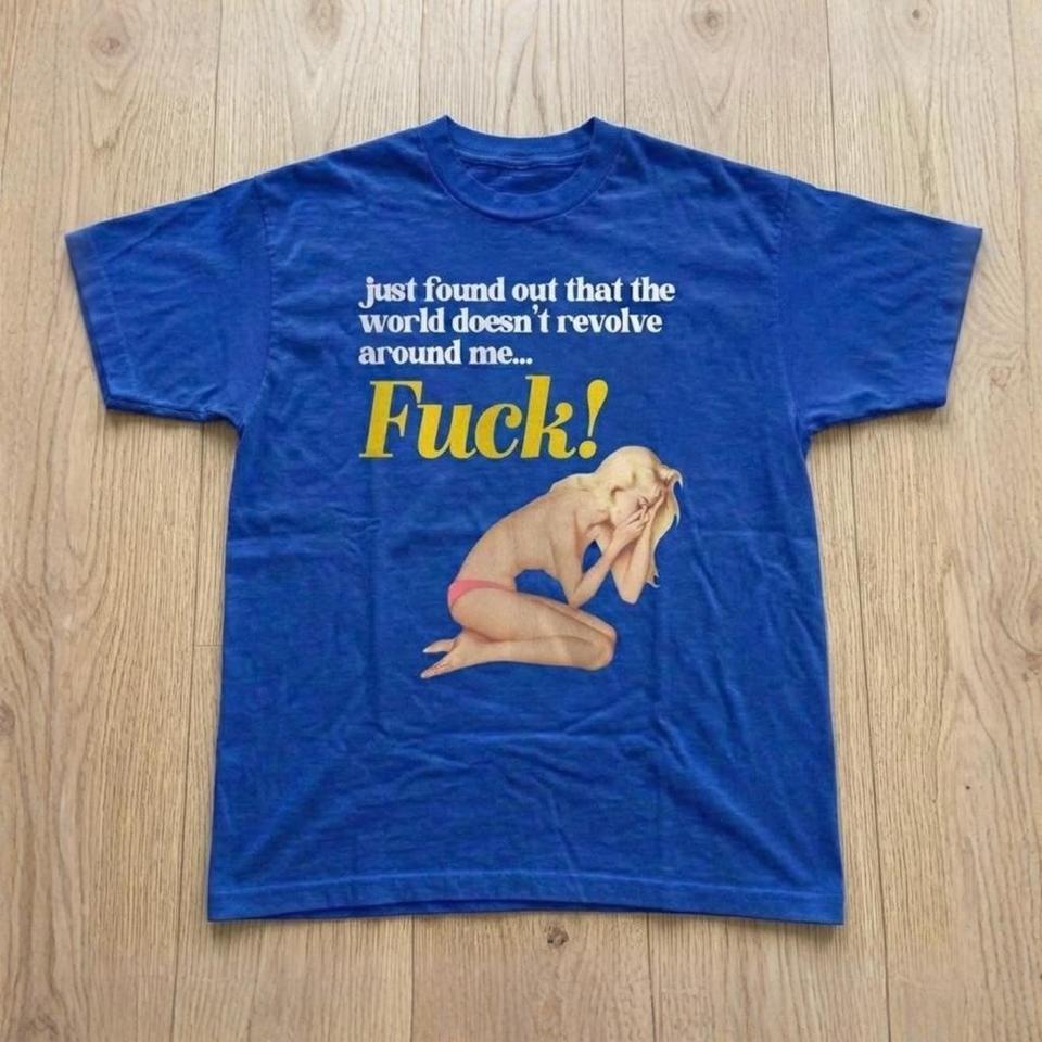 Blue Graphic Tee With Funny A4a5
