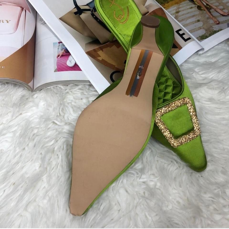 Sam Edelman Green Satin Embellished 7