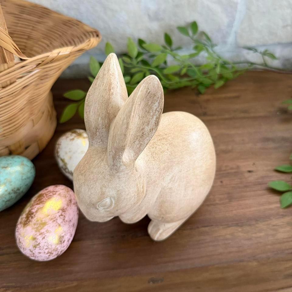 Rustic Cream Bunny Statue 3c29 3