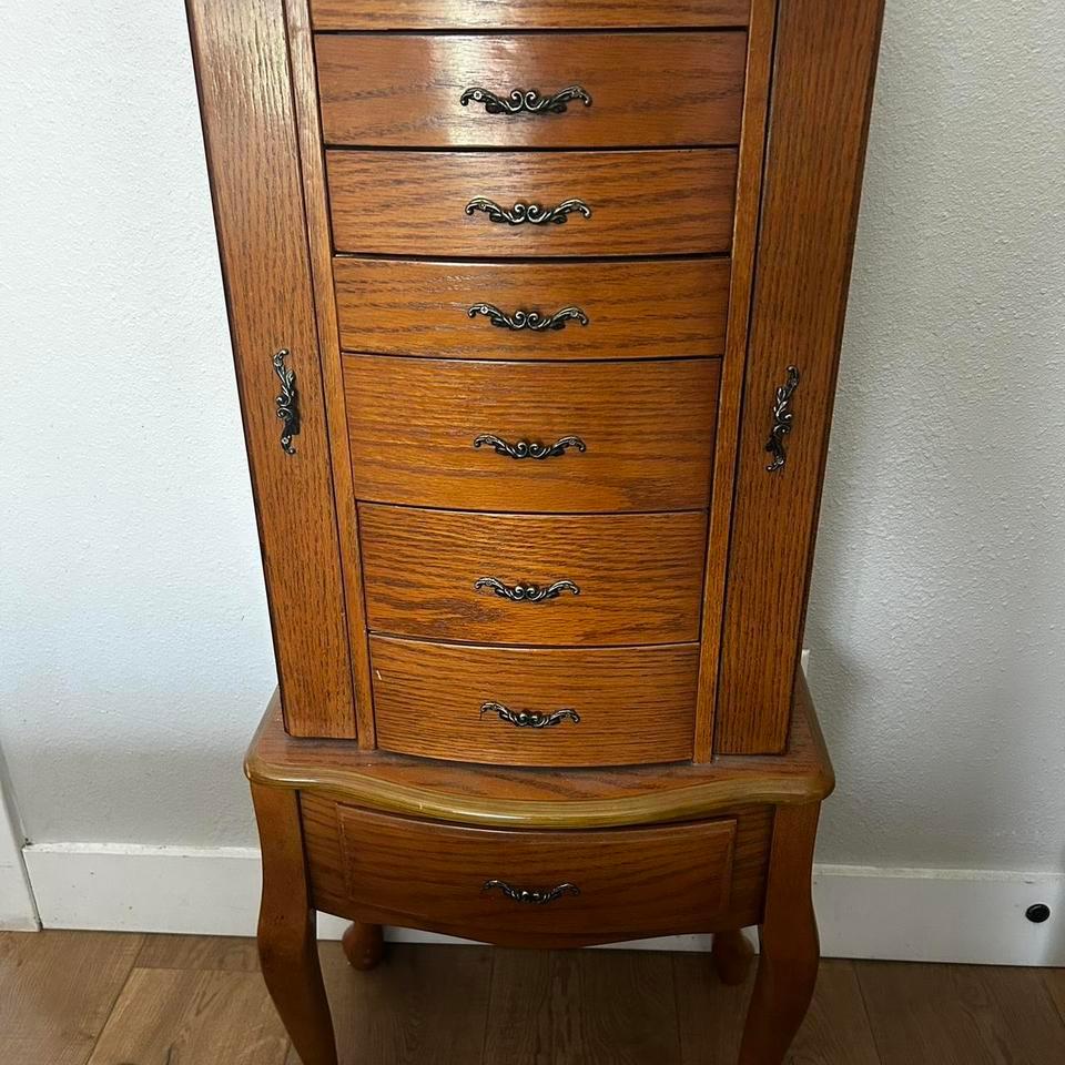 Wooden Jewelry Cabinet With Mirror 6b69