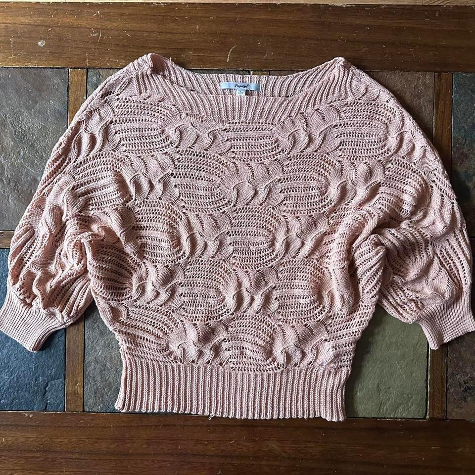 Pink Cable Knit Sweater With 7627