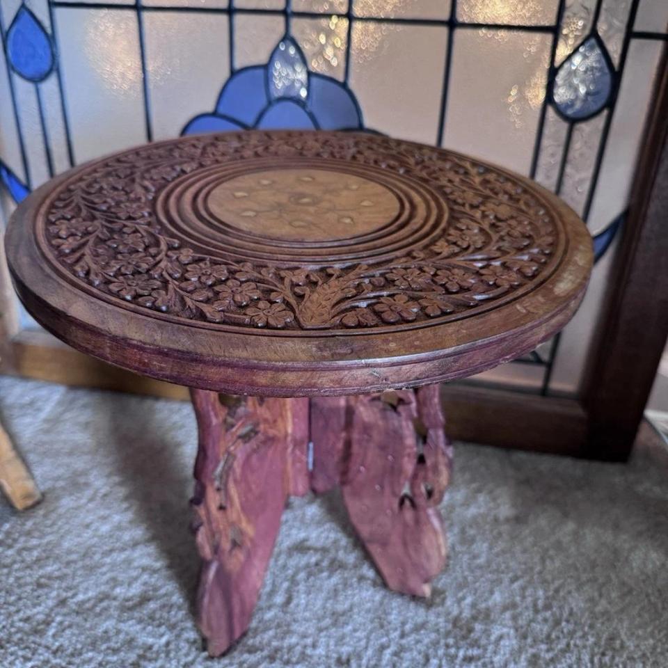 Vintage Indian Hand Carved Wooden 8fd8