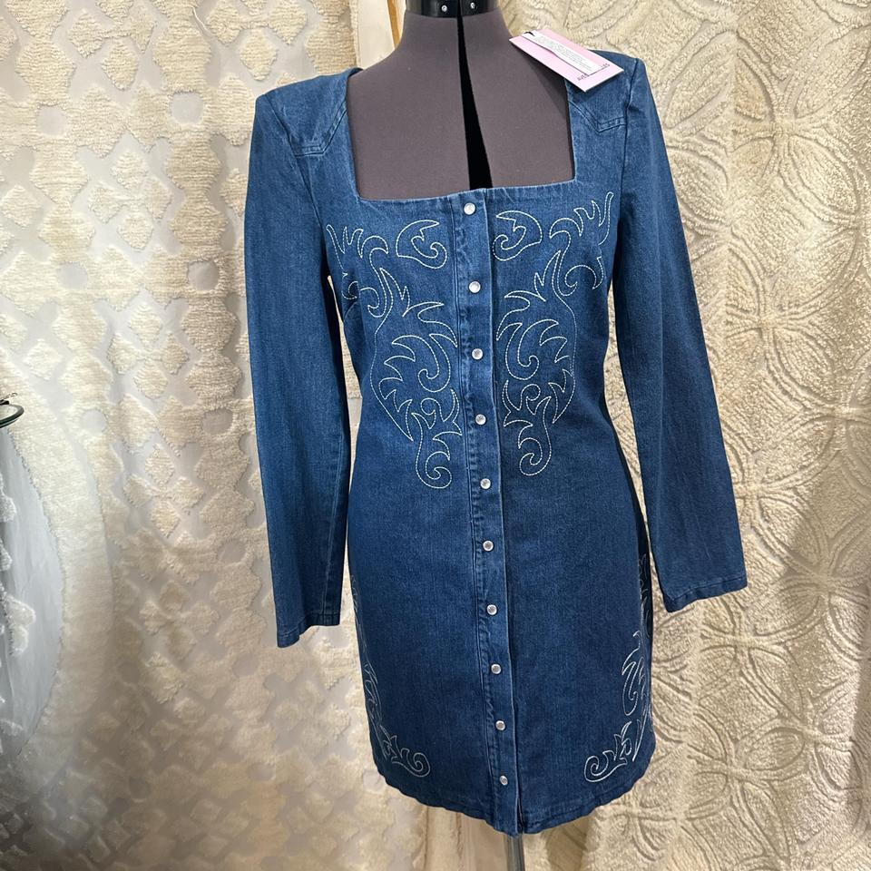 Blue Denim Mini Dress With Dddc 2