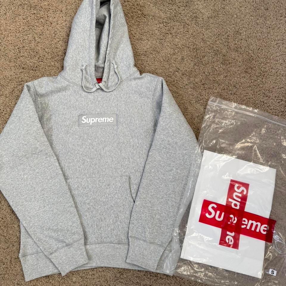 Supreme Grey Box Logo Hoodie 720a
