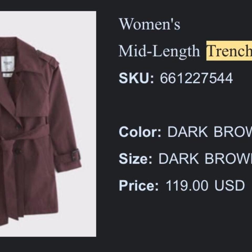 Abercrombie Fitch Brown Trench Cadb 3