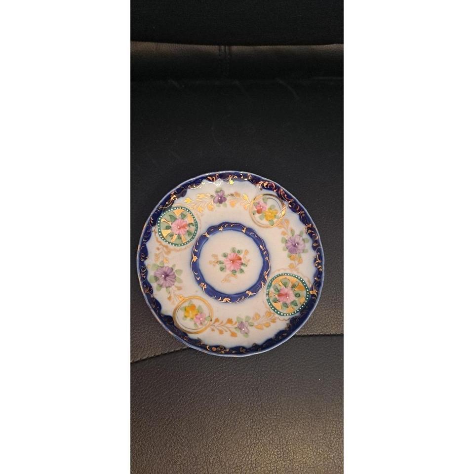 Vintage Hand Painted Floral Bone 2c38