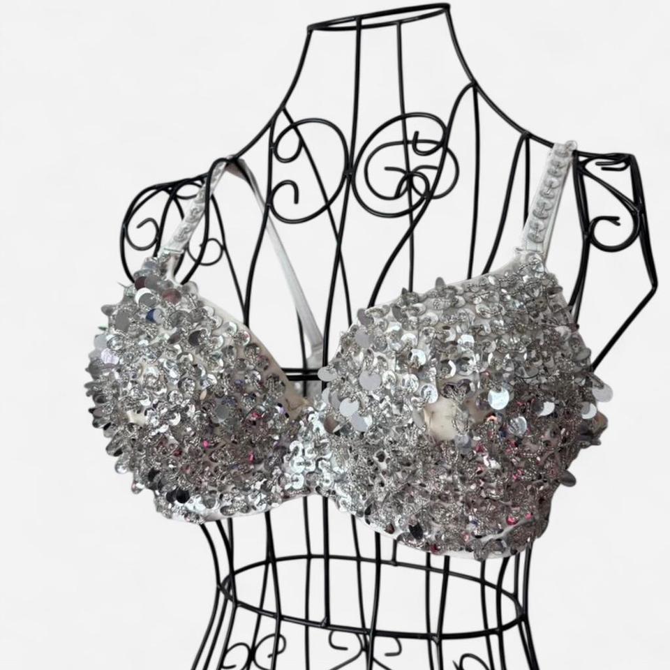 Sparkly Silver Sequin Bra With