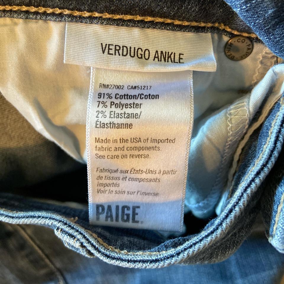 Paige Verdugo Ankle Jeans Size 3