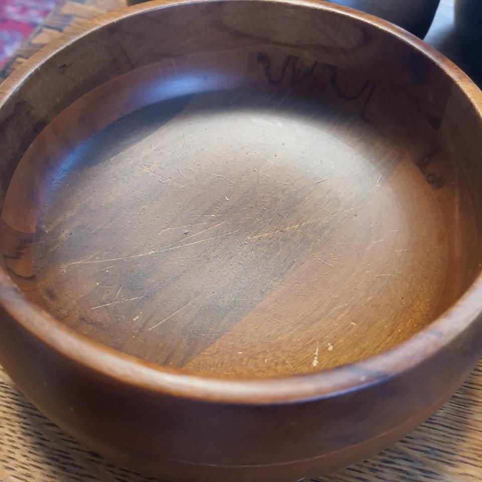 Vintage Hellerware Wood Salad Bowl B99b 3