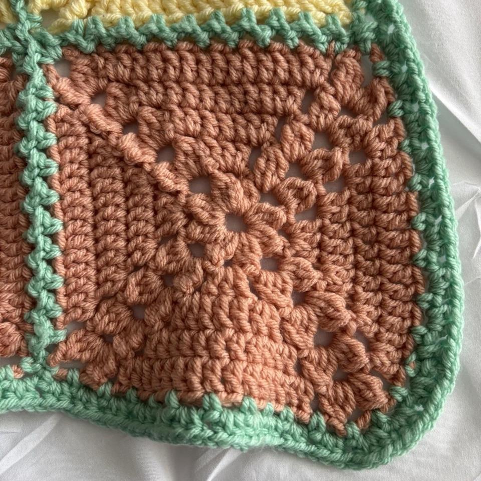 Vintage Afghan Blanket Knit Handmade C254 3
