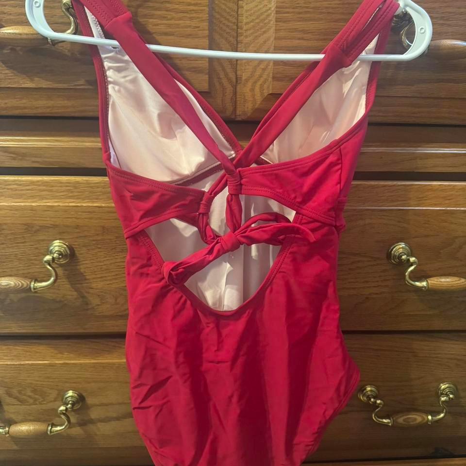 Red One Piece Swimsuit With Adjustable B46c 2