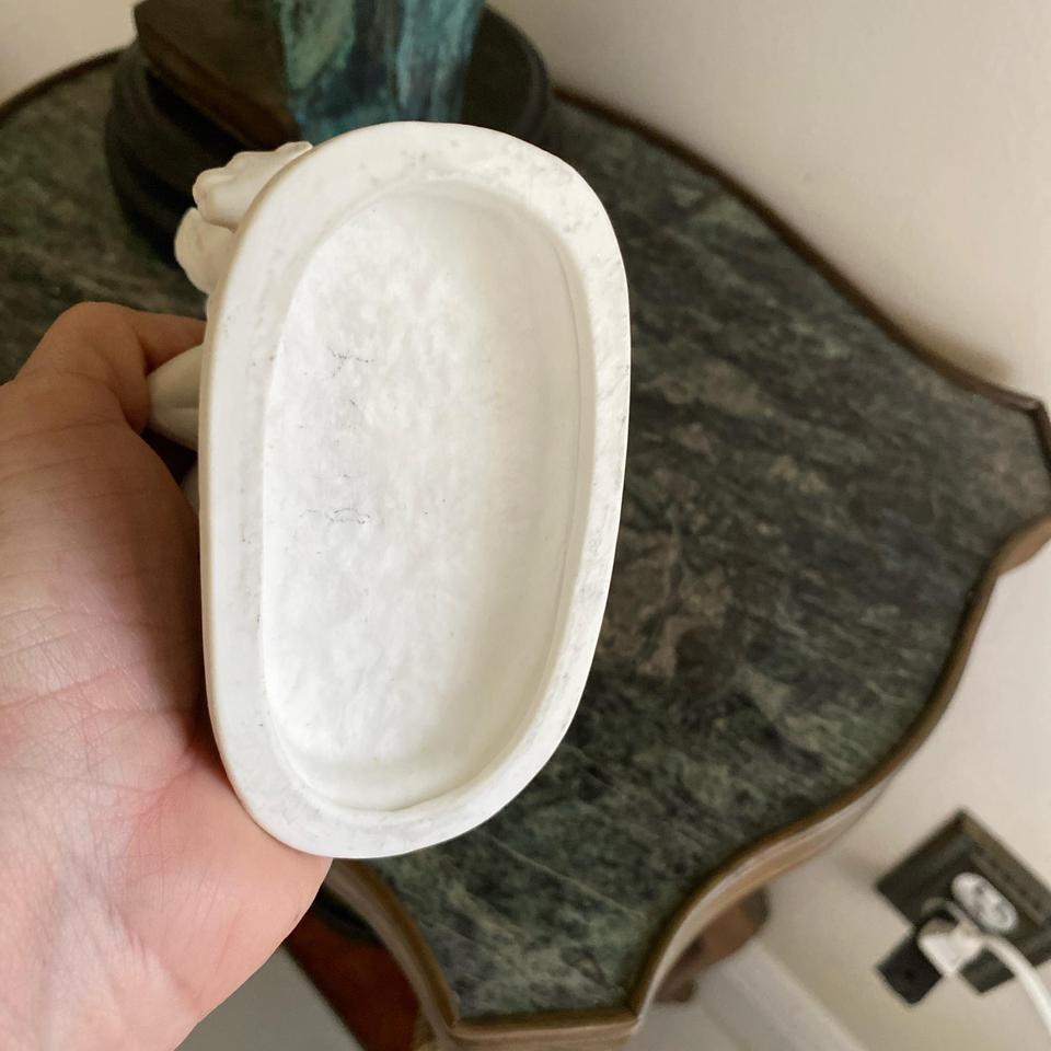 White Porcelain Cat Sculpture With 2