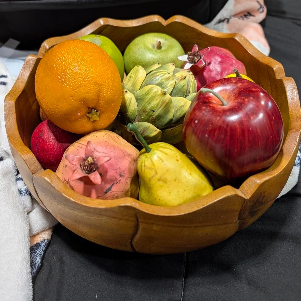 Mcm Scalloped Wooden Fruit Bowl D267
