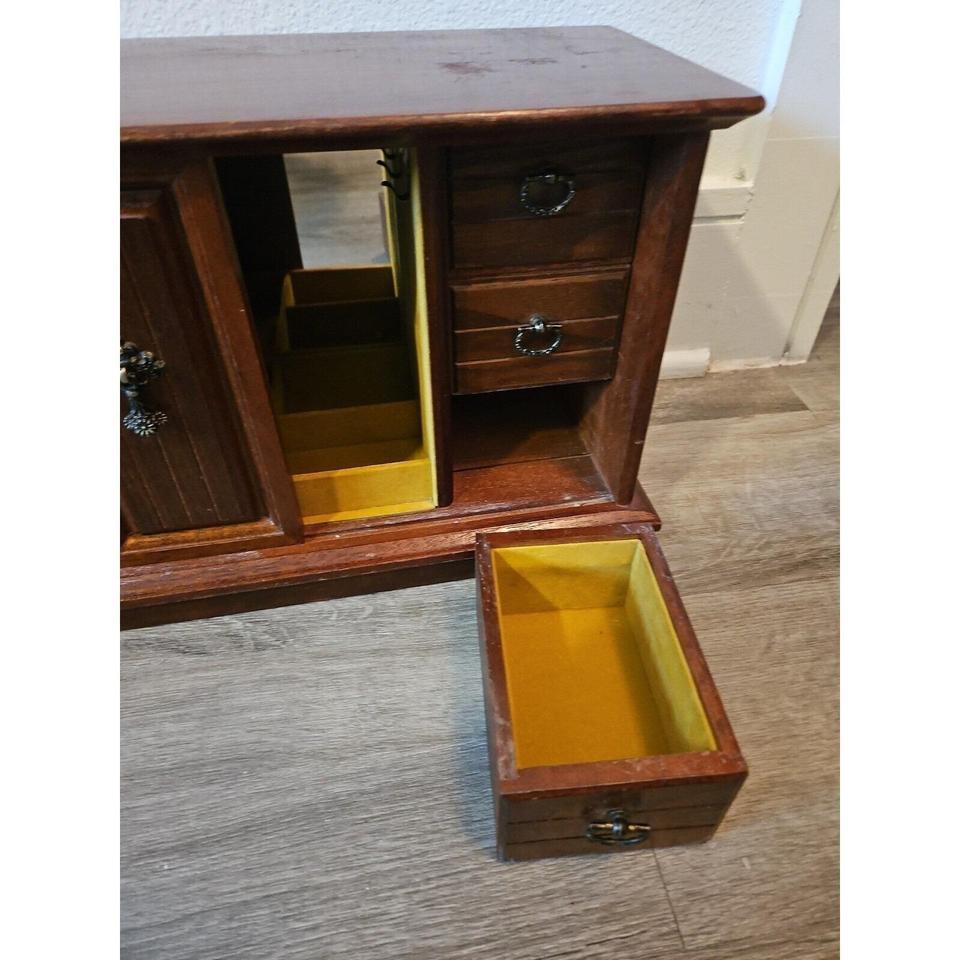 Vintage Jewelry Box Armoire Wood 45f9 6