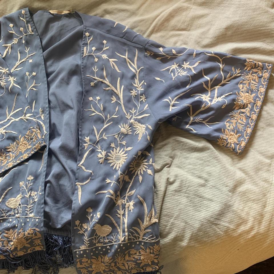 Blue And Gold Embroidered Coverup 234c 3