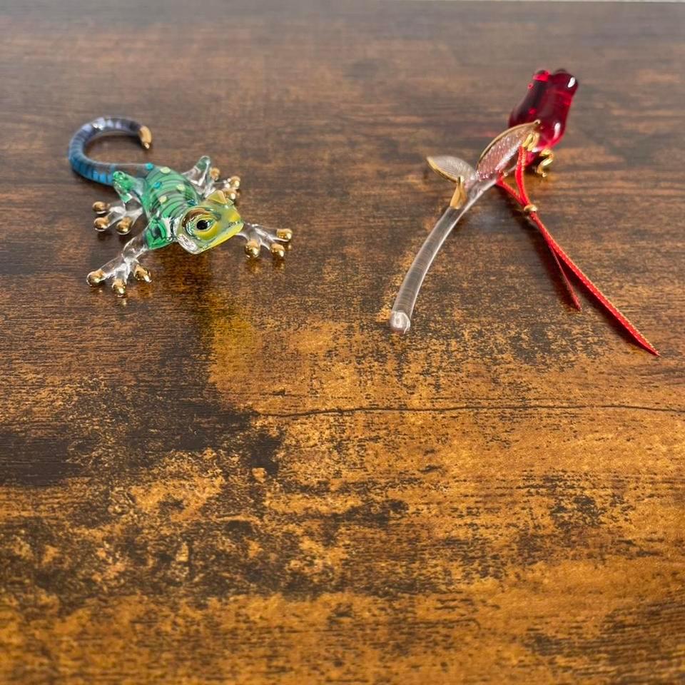 Decorative Glass Lizard And Rose Ecb7