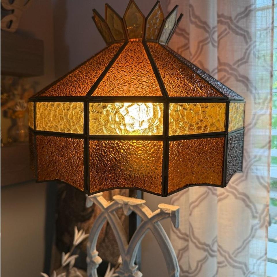 Beautiful Vintage Tiffany Style Slag Glass 707f 2