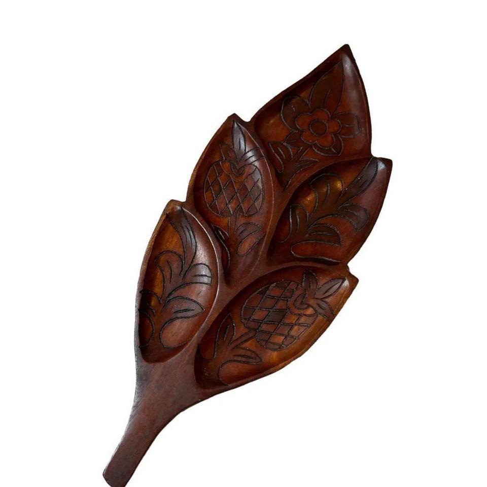 Vintage Hand Carved Wooden Serving 25ff