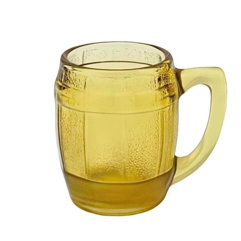 2 Vintage Amber Glass Barrel E3b5 3