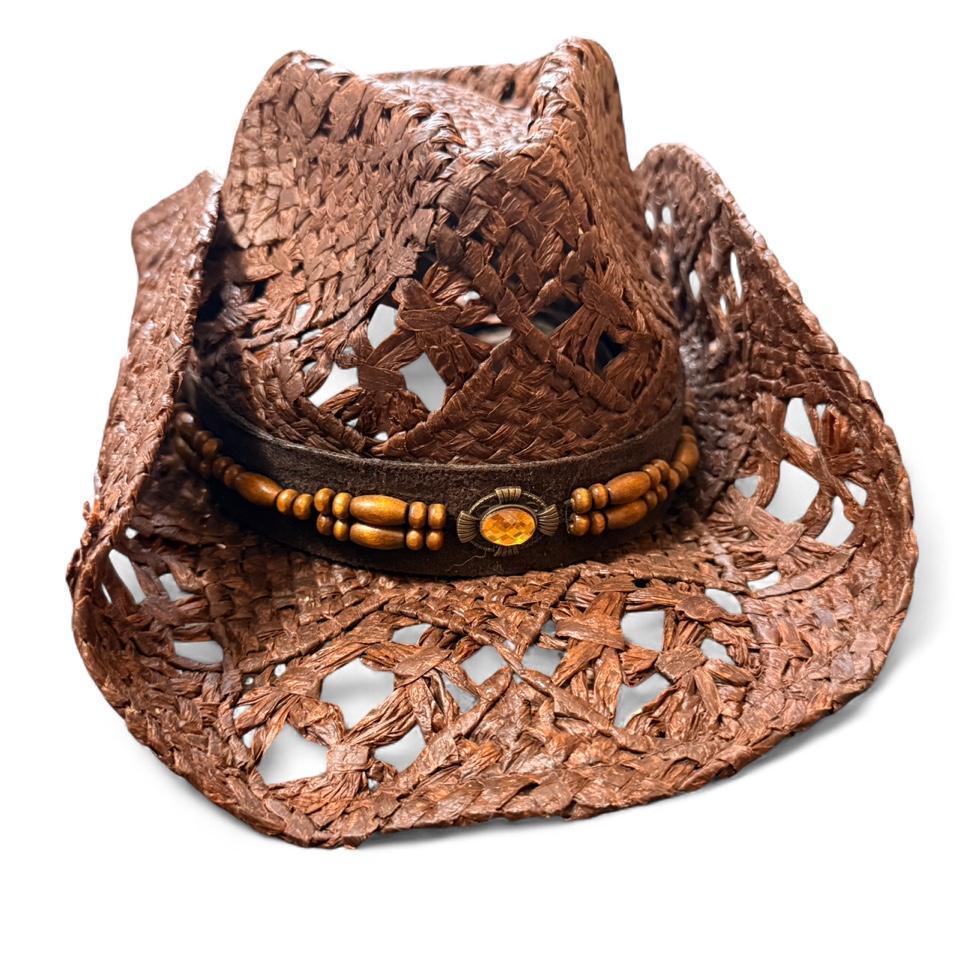 Brown Straw Cowboy Hat With 1d64 3
