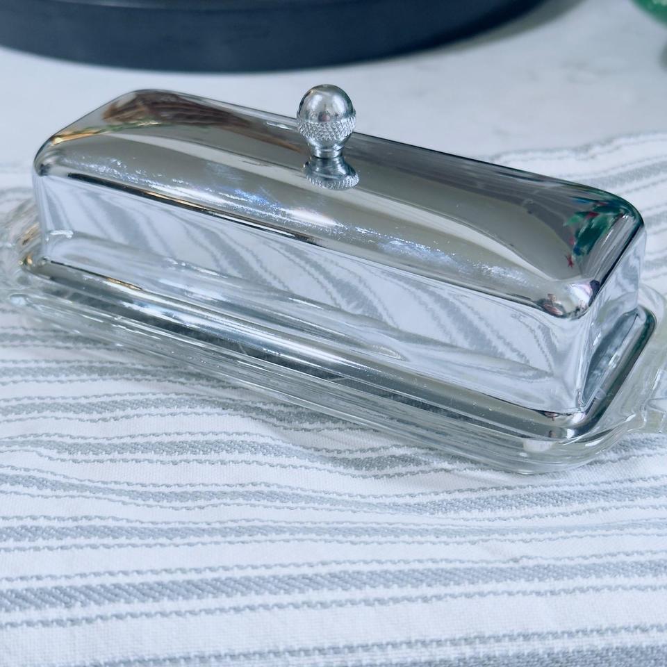 Vintage Glass Butter Dish With 792e 7