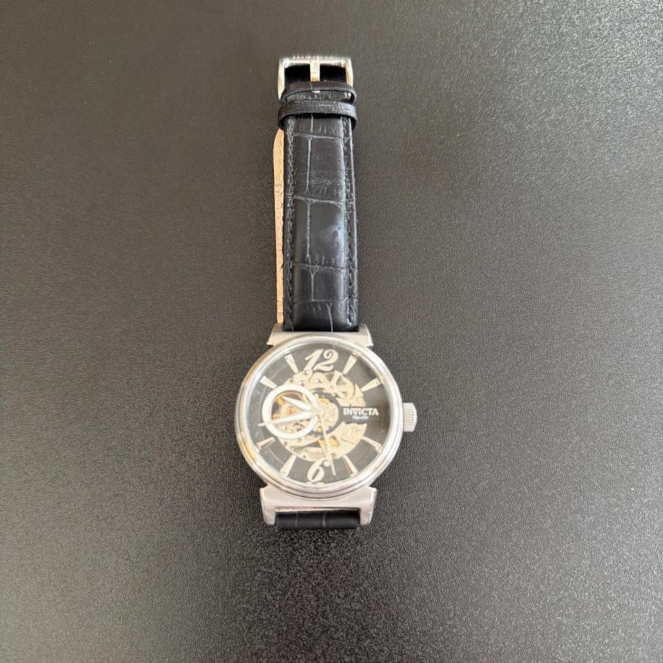 Invicta Black Leather Watch Stainless F3a3