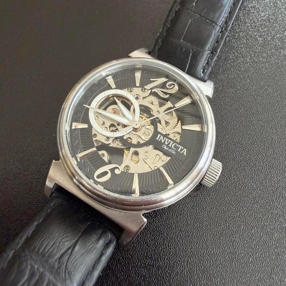 Invicta Black Leather Watch Stainless F3a3 3