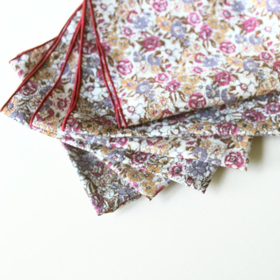 Vintage Floral Cloth Napkins Set 3