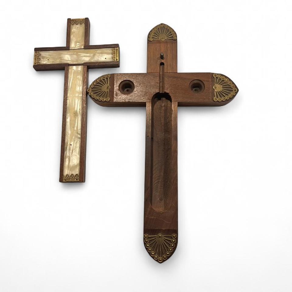 Vintage Wooden Cross With Mother E571 6